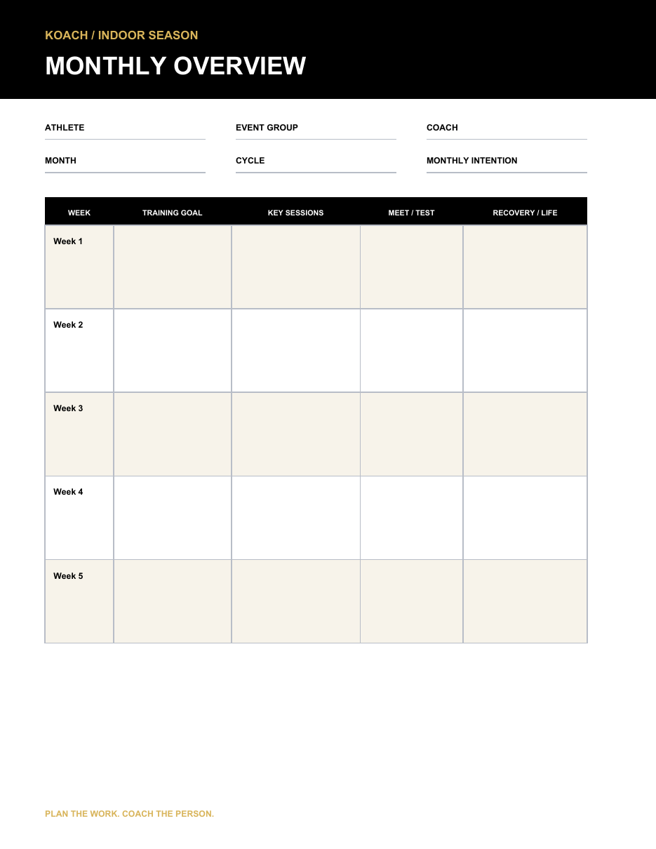 KOACH Athlete PlayBook — Season, Training & Performance Planner
