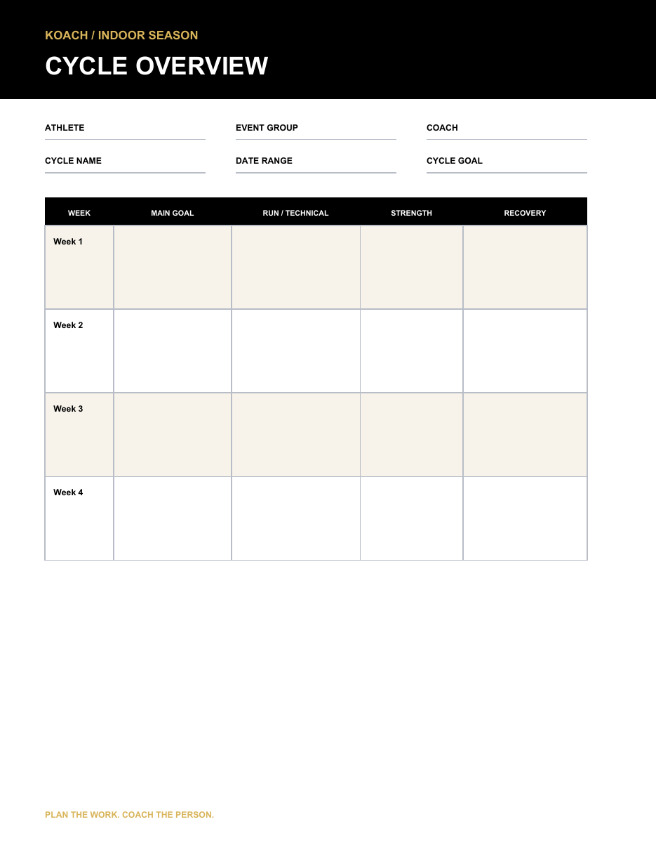 KOACH Athlete PlayBook — Season, Training & Performance Planner