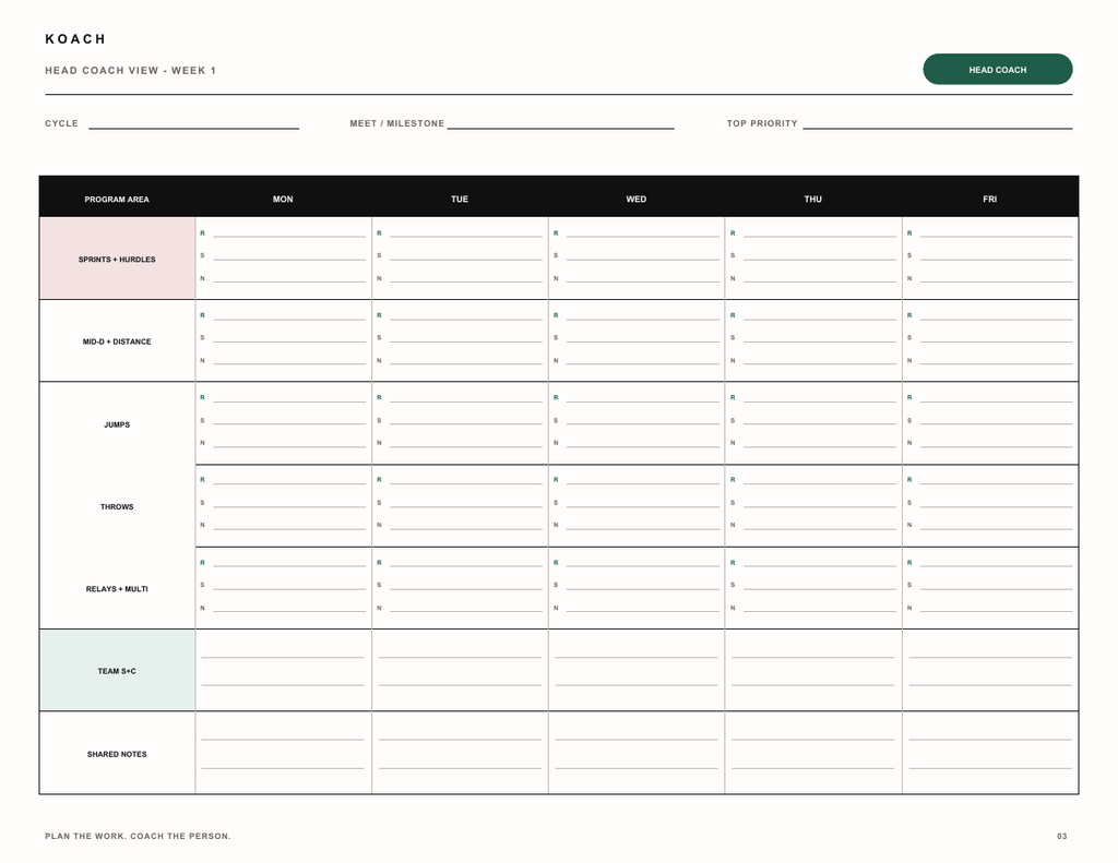 KOACH Coach PlayBook — Complete Track & Field Planning System