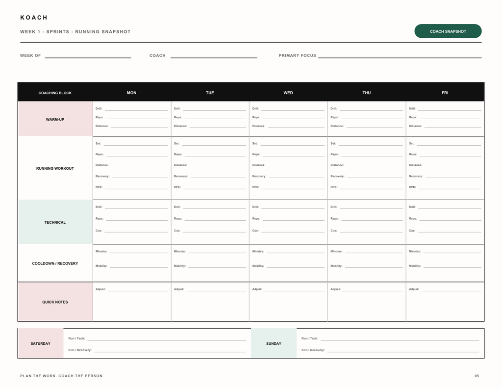 KOACH Coach PlayBook — Complete Track & Field Planning System